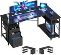 55" Computer Desk with Drawers, Desks for Bedrooms, Writing Desk with Storage, Work Desk for Small Space, Black