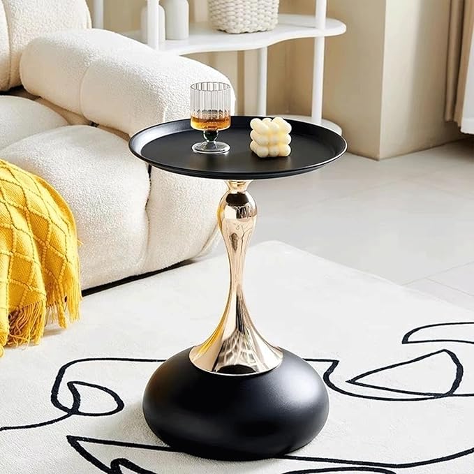 Elegant Modern Side Table - Featuring a Unique Hourglass Design, Ideal for use in Living Rooms, cafes, Dining Rooms, bedrooms, and Outdoors - a Fashionable Decoration (2, Black)