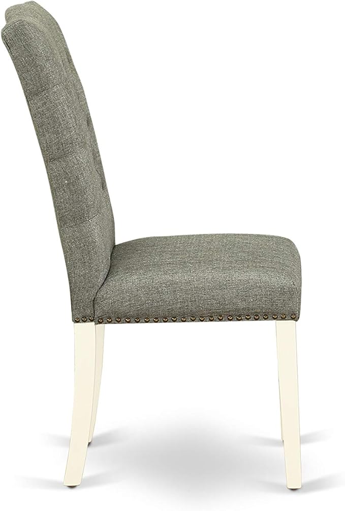 East West Furniture X027EL207-7 7 Piece Kitchen Table Set Consist of a Rectangle Dining Table with X-Legs and 6 Gray Linen Fabric Parsons Dining Chairs, 40x72 Inch, Multi-Color
