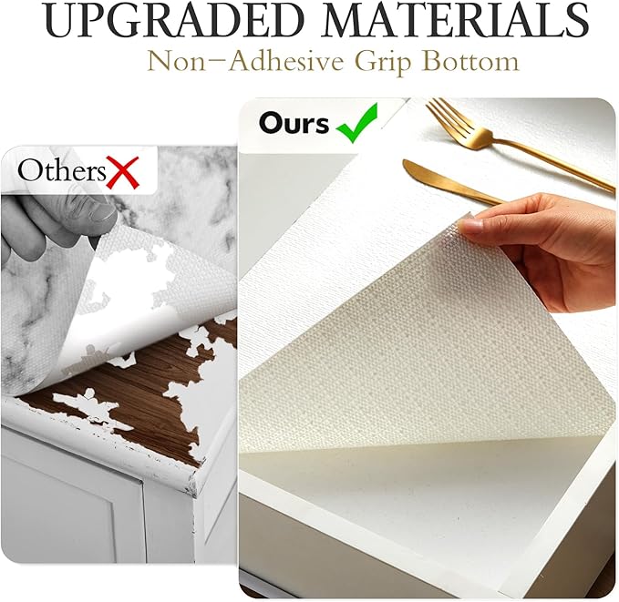 Beautysaid Shelf and Drawer Liner for Kitchen Cabinet, Non Adhesive Non Slip Shelf Paper Waterproof Washable Thickened for Dresser Pantry Shelve Bathroom Protector Liner(White,18 in x 10 FT)