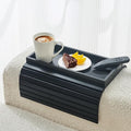 Bamboo Sofa Arm Tray, Anti Falling Couch Arm Tray Table, Foldable Couch Armrest Table, Portable Sofa Armrest Trays Cup Holder for Drink, Cups, Phone, Snacks, Remote