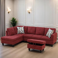L Shaped Sectional Couches for Living Room, Modern Modular Sectional Sofa with Ottoman Storage, Comfy L Shaped Couch with Chaise for Bedroom Apartment Furniture, Red