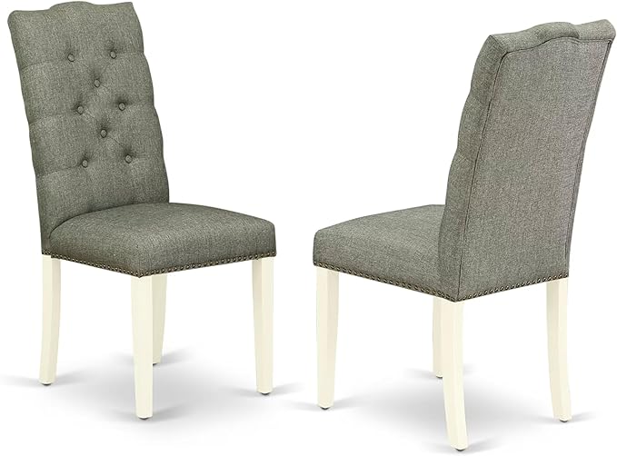 East West Furniture V027EL207-5 5 Piece Kitchen Table Set for 4 Includes a Rectangle Dining Table with V-Legs and 4 Gray Linen Fabric Parson Dining Room Chairs, 40x72 Inch, Multi-Color
