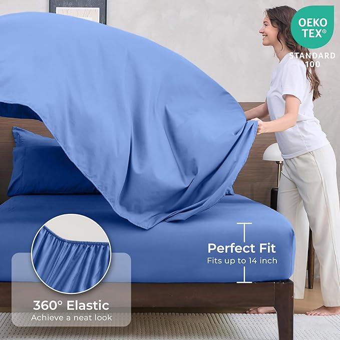 HEVUMYI Royal Blue Full Comforter Set - 7-Piece All Season Bed in a Bag Full, Ultra Soft Bedding Set with Comforter, Flat Sheet, Fitted Sheet, Pillowcases, Pillow Shams