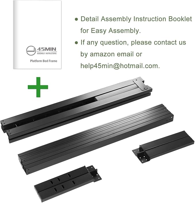 45MinST 18 Inch Platform Bed Frame/Easy Assembly Mattress Foundation / 3000lbs Heavy Duty Steel Slat/Noise Free/No Box Spring Needed,Twin XL