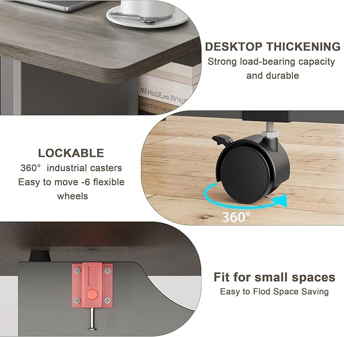 IDEALHOUSE Folding Dining Table, Drop Leaf Dining Table with 6 Wheels and 2-Layer Storage Shelf, Space Saving Dining Table for Small Spaces (Carlo Grey, 50.1" D x 31.4" W x 29.5" H)
