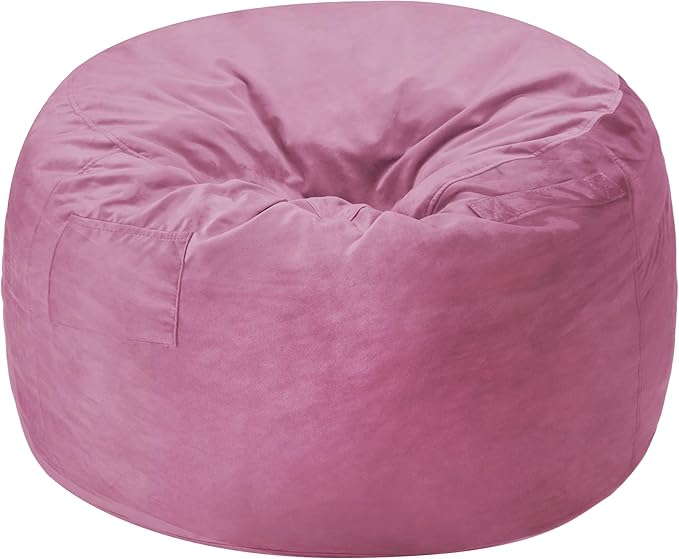 Homguava 5 FT Bean Bag Chair: 5' Bean Bags with Memory Foam Filled, Large Beanbag Chairs Soft Sofa with Dutch Velvet Cover-Dusty Pink