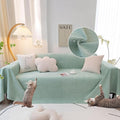 STACYPIK Thick Dual Waterproof Couch Cover Water Resistant Sea Green Sofa Cover for 3 Cushion Couch Non-Slip L Shaped Sectional Sofa Leakproof Furniture Protector Cover for Kid Pet Dog Cat-71X150IN