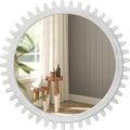ULIKE Round Wood Mirror, 24 Inch Rustic Farmhouse Circle Mirror with Wooden Frame, Mordern Wall Decor for Bathroom Nursery Bedroom Living Room Entryway, White