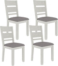 Dining Chairs Set of 4, Solid Wood Farmhouse Chairs with High Back and Upholstered Seat, Easy Assembly for Indoor Home, Dinner, Kitchen, Grey