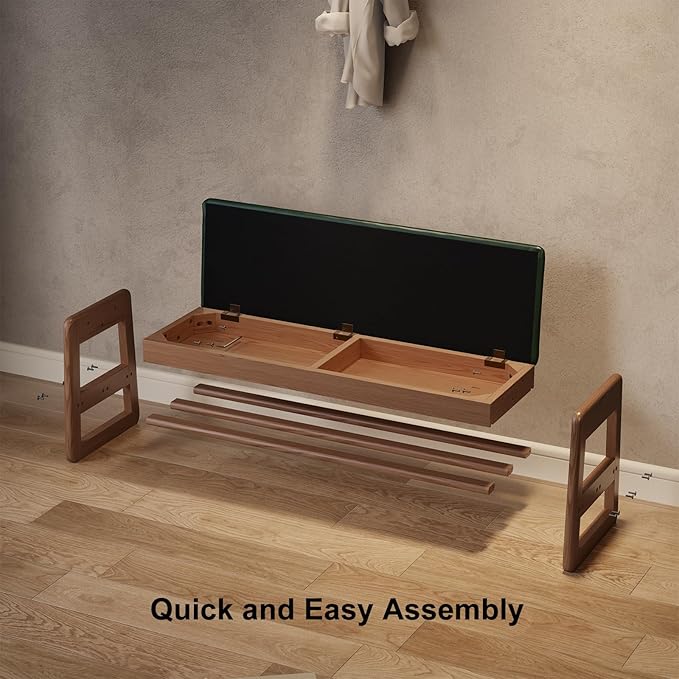 Shoe Rack Bench with Leather Cushion,2 Tiers Shoe Bench with Flip-Top Storage,Wood Shoe Rackh for Entryway,Hallway（Green,39.3"）