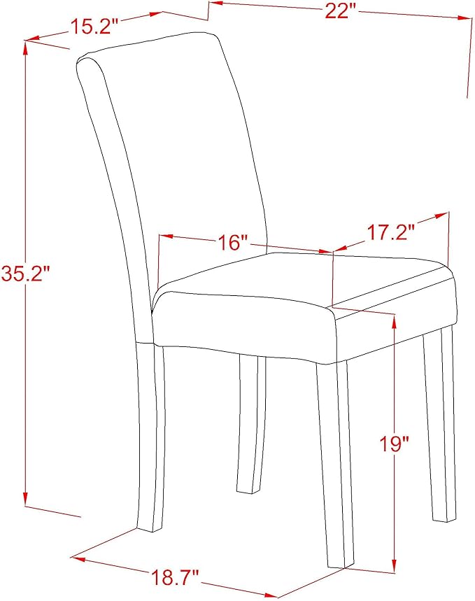 East West Furniture CAAB7-LWH-02 7 Piece Dining Room Furniture Set Consist of a Rectangle Dining Table and 6 Light Beige Linen Fabric Upholstered Parson Chairs, 36x60 Inch, Linen White