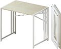 32 inch Small Folding Desk, Writing Gaming Computer Camping Desk for Small Spaces, No Assembly Required Home Office Desk, Natural and White