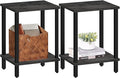 TUTOTAK End Table, Set of 2, Side Table, Nightstand, 2-Tier Storage Shelf, Sofa Table for Small Space, Living Room, Bed Room, Charcoal Grey TB01BY035(2PCS)