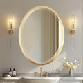 OVALCREST - Oval Wooden Beveled Wall Mirror for Home Decor, Bathroom, Vanity, Bedroom, Living Room, Hallway - London Style (Gold Leaf) 13.1 x 17.1