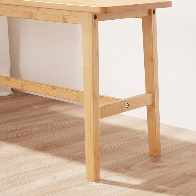 HOOBRO 39.3'' Bamboo Dining Bench, Farmhouse Table Bench, Kitchen & Living Room Furniture, Easy to Assemble, Sturdy and Stable, Natural YL03CD01G2