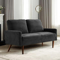 Kent Velvet Loveseat Sofa, European Style with Sleek Design, Modern & Vintage Flair, Upholstered 2 Seater Couch, Chic Living Room Furniture Seating for Home, Apartment or Office, Black