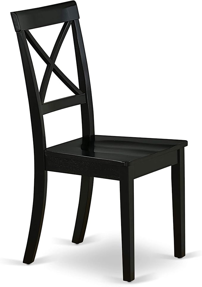 East West Furniture SHBO5-BLK-W 5 Piece Dining Set Includes a Round Kitchen Table with Pedestal and 4 Dining Chairs, 42x42 Inch, Black