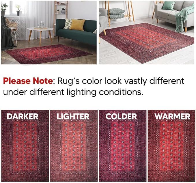Keen Home Design 2x12 Rug - Machine Washable Runner Rug with Non-Slip Backing, Ideal for Hallway, Entryway, Kitchen, Laundry Room - Vintage, Easy Clean, Durable, Low Pile - (2'6" x 12')