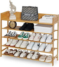 Bamboo Shoe Rack Organizer, 5 Tier Shoe shelf Storage Organizer, For Entryway, Hallway, and Closet (Nature-39.4")