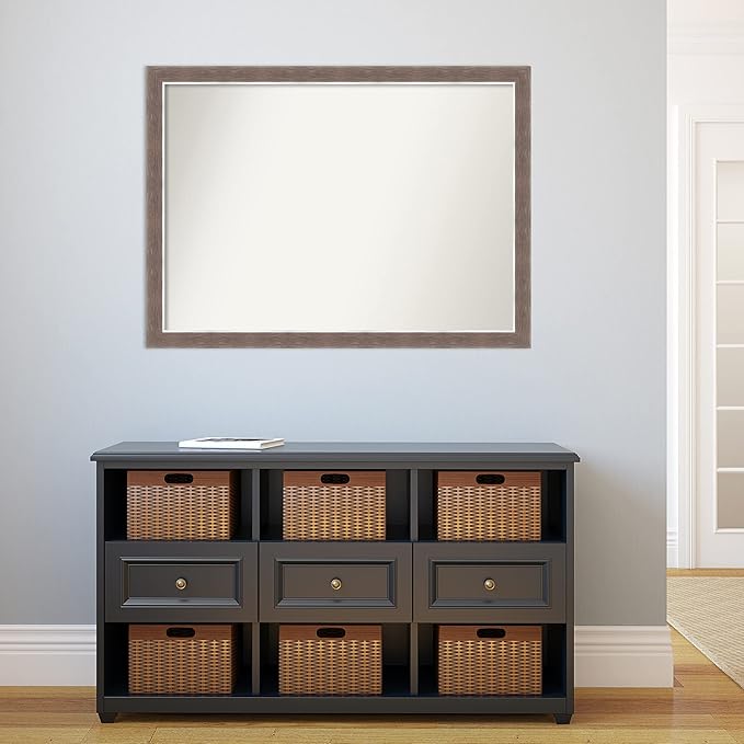 Amanti Art Brown Bathroom Mirror for Over Sink, 31x42 Noble Mocha Rectangle Vanity Mirror, X-Large Casual Frame, Hangs Horizonally and Vertically, Bathroom Wall Decor, Non-Beveled Edge from WI, USA