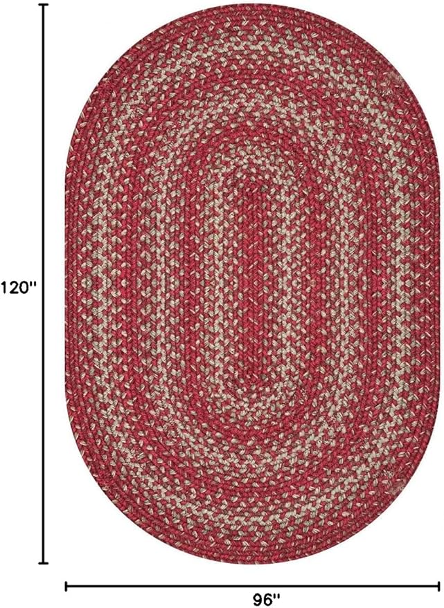 Homespice Apple Pie Jute Red 8x10' Braided Oval Area Rugs for Living Room, Bedroom and Dining Room. Pet Friendly. Decor Styles- Farmhouse Rug, Rustic, Vintage, Primitive, Country, Boho Rug