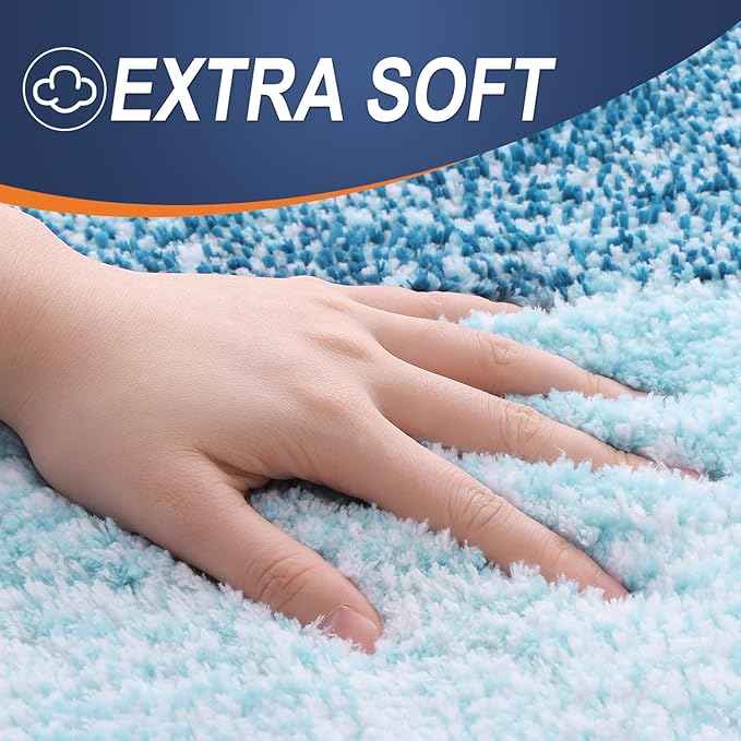 OLANLY Bathroom Runner Rugs 47x17, Extra Soft Absorbent Microfiber Bath Rugs, Rubber Backing, Quick Dry, Washable Bath Mats for Bathroom Floor, Tub and Shower, Home Decor Accessories, Peacock Blue