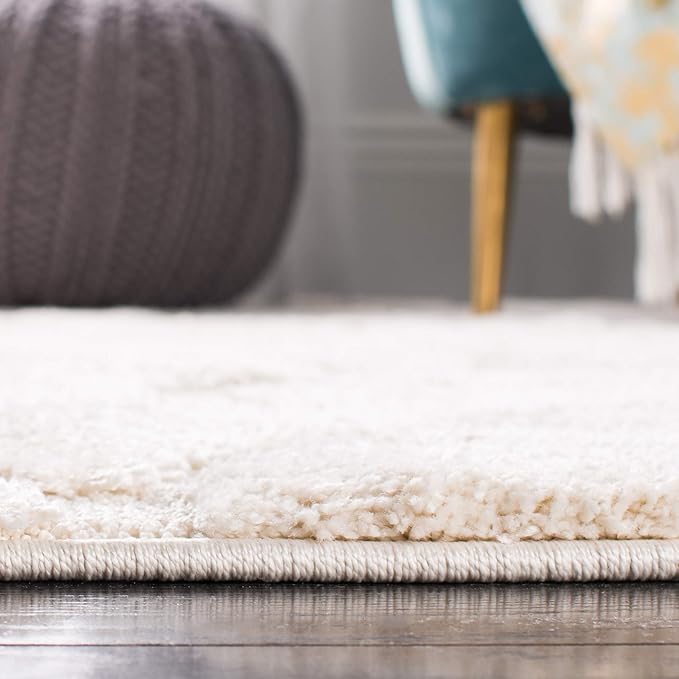 SAFAVIEH Florida Shag Collection Area Rug - 5'3" x 7'6", Creme & Creme, Scroll Design, Non-Shedding & Easy Care, 1.2-inch Thick Ideal for High Traffic Areas in Living Room, Bedroom (SG455-1111)