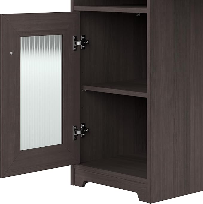 Bush Furniture Cabot L Shaped Computer Desk in Heather Gray | Corner Table with Drawers for Home Office
