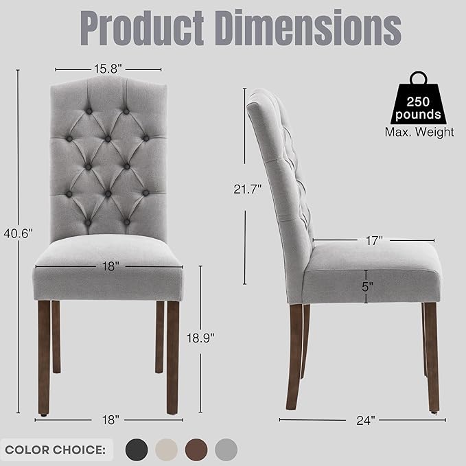 Tufted Upholstered Parsons Dining Chair with Sturdy Solid Wood Legs