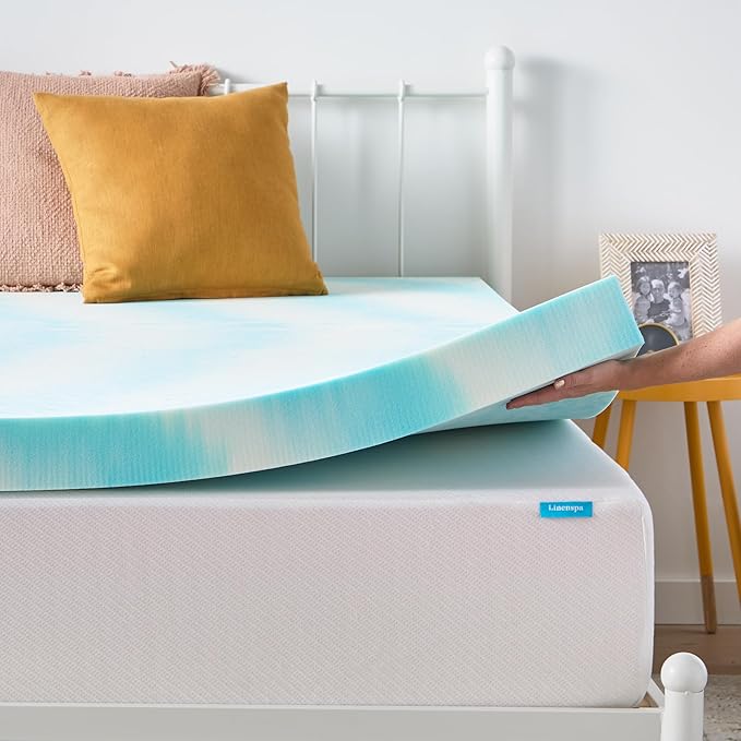 Linenspa 4 Inch Gel Swirl Memory Foam Mattress Topper – Cooling Gel Infused – Pressure Relieving Bed Topper - Mattress Pad – CertiPUR Certified - California King Size