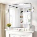39" x 39"Bathroom Mirror, Matte Black Wall Mirror with Metal Frame, Decorative Rectangular Vanity Mirror for Bedroom Bathroom Living Room Entryway (Horizontal/Vertical)