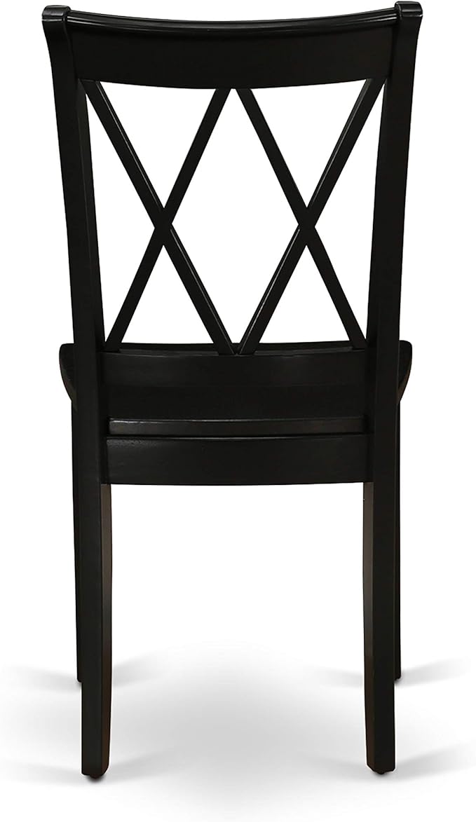 East West Furniture DLCL5-BLK-W 5 Piece Dining Table Set for 4 Includes a Round Kitchen Table with Dropleaf and 4 Dining Room Chairs, 42x42 Inch, Black