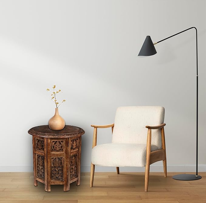 Lightnpro Elegant Handcrafted Wooden End Table - Unique 18x18 Inch Octagonal Design, Burnt Antique Finish - Vintage Accent Table for Living Room, Bedroom & Entryway Home Décor
