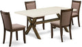 East West Furniture X727MZ748-5 5 Piece Dining Room Furniture Set Includes a Rectangle Dining Table with X-Legs and 4 Coffee Linen Fabric Upholstered Chairs, 40x72 Inch, Multi-Color