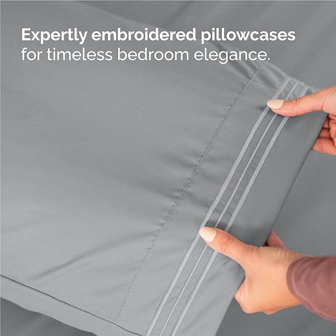 Full Size 4 Piece Sheet Set - Comfy Breathable & Cooling Bed Sheets Set - Hotel Luxury Bedding for Women, Men, Kids, Teens, Boys & Girls - Deep Pockets, Soft and Wrinkle Free - Oeko-Tex - Steel Blue