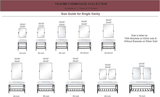 TEHOME 27 x 35'' Gold Pivot Mirror Brushed Champagne Gold Tilt Rectangle Bathroom Mirror Tilting Beveled Vanity Mirrors for Wall