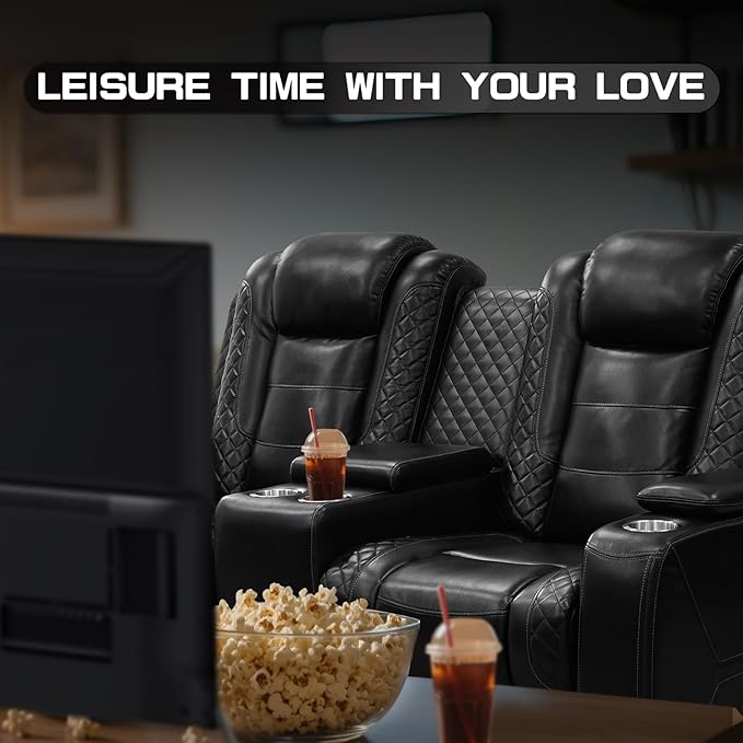 3+2+1 PU Leather Power Sectional Sofa Set, Living Room Furniture, Reclining Couch, Loveseat, Chair with LED Light/USB Ports/Storage Armrests/Center Console/Cup Holders/Wireless Chargers/Coffee Table
