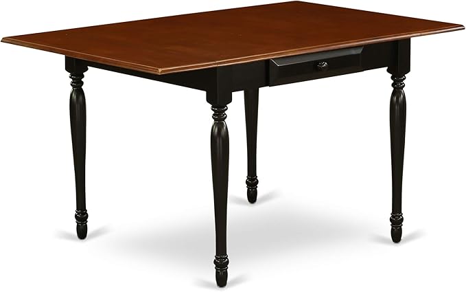 East West Furniture MZDA3-BCH-W 3 Piece Dinette Set for Small Spaces Contains a Rectangle Dining Table with Dropleaf and 2 Kitchen Dining Chairs, 36x54 Inch, Black & Cherry
