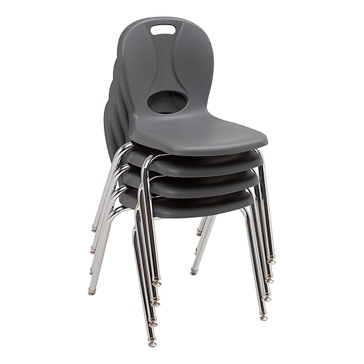 Learniture LNT-116-CSW-GT Learniture Structure Series School Chairs for Classroom, 16" Seat Height, Graphite, Pack of 4