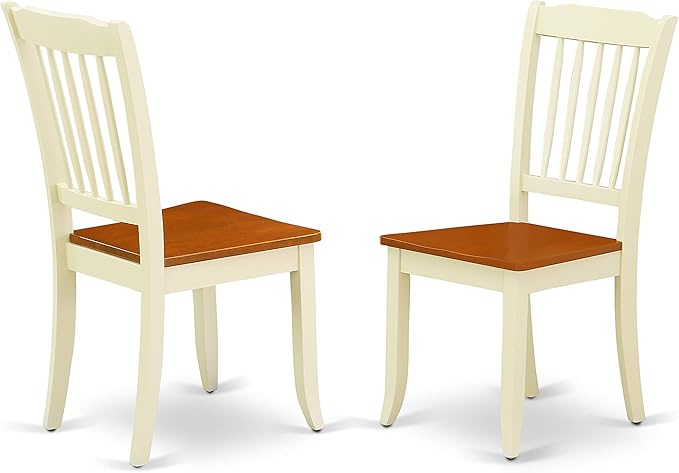 East West Furniture DODA5-BMK-W 5 Piece Dining Set Includes a Rectangle Dining Room Table with Butterfly Leaf and 4 Wood Seat Chairs, 42x78 Inch, Buttermilk & Cherry