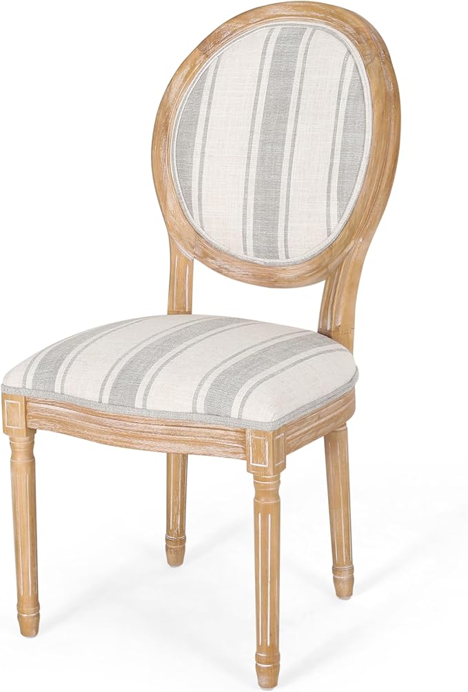 Phinnaeus Dining Chairs - Wood - Gray Stripes/Light Beige (Set of 2)