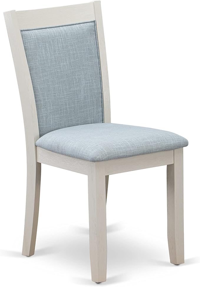 East West Furniture X027MZ015-5 5 Piece Kitchen Table & Chairs Set Includes a Rectangle Dining Table with X-Legs and 4 Baby Blue Linen Fabric Parson Chairs, 40x72 Inch, Multi-Color
