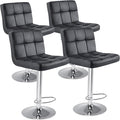 DUMOS Bar Stools Set of 4, 24 inch Counter Height Bar Stools, Upholstered Modern Kitchen Barstools with Metal Base, PU Leather Saddle Stools for Kitchen Island, Black