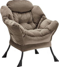 Lazy Chair Thick Padded, Comfy Velvet Accent Lounge Chair with Stable Frame, Leisure Sofa Armchair with Armrests and Side Pocket, Reading Chair for Bedroom, Living Room, Office, Dark Gray