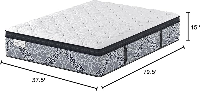 Kingsdown Firm Euro Pillow Top Hybrid Twin XL Mattress Cooling Gel Memory Foam Layer Multi-Layered Motion Isolation Cool Sleep Quilted Top Luxury Mattresses, 15-inch, Passions Engleson