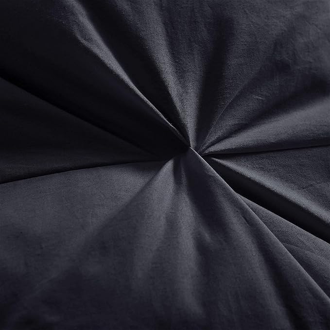 Luxurious All-Season Goose Down Feather Fiber Comforter Super King Size Duvet Insert (120x120), Exquisite Pinch Pleat Design- Black, Premium Baffle Box, 100% Egyptian Cotton Cover, 85 oz. Fill Weight