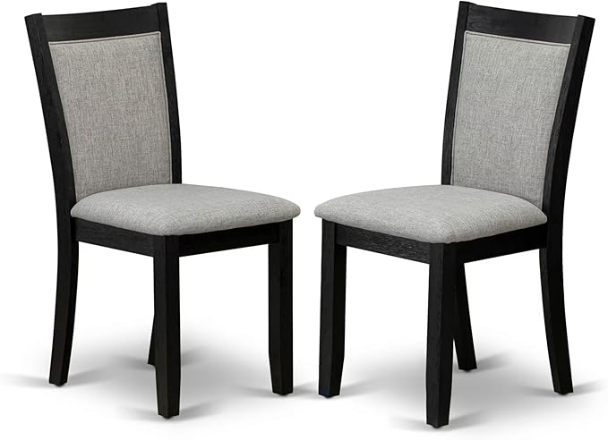 East West Furniture V697MZ606-9 9 Piece Dining Room Table Set Includes a Rectangle Dining Table with V-Legs and 8 Shitake Linen Fabric Upholstered Chairs, 40x72 Inch, Multi-Color