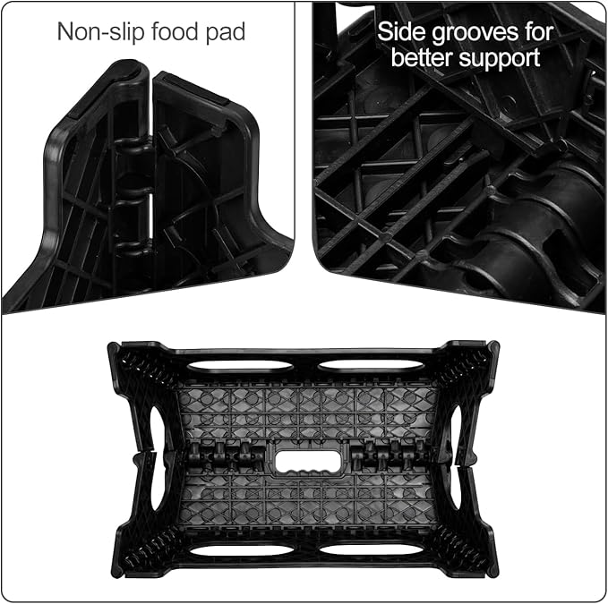ACSTEP Folding Step Stool, 15-Inch Extra Wide 9Inch Height Heavy Duty Stepping Stool More Safe and Comfortable Non Slip Foldable Step Stool for Kids and Adults Black, 10 Pack