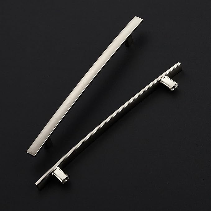 25 Pack Cabinet Handles 7.5" Hole Center - Curved Cabinet Pulls Brushed Nickel Drawer Pulls for Kitchen Cupboard Solid Hardware for Dresser Drawer Arch Hardware